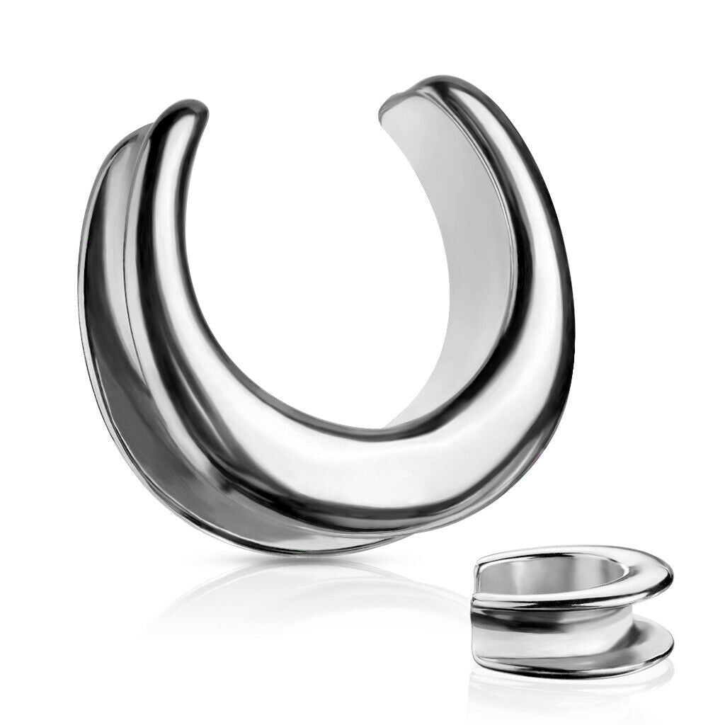 PAIR Saddle Ear Spreader Surgical Steel Tunnels Plugs Earlet Gauges Body Jewelry