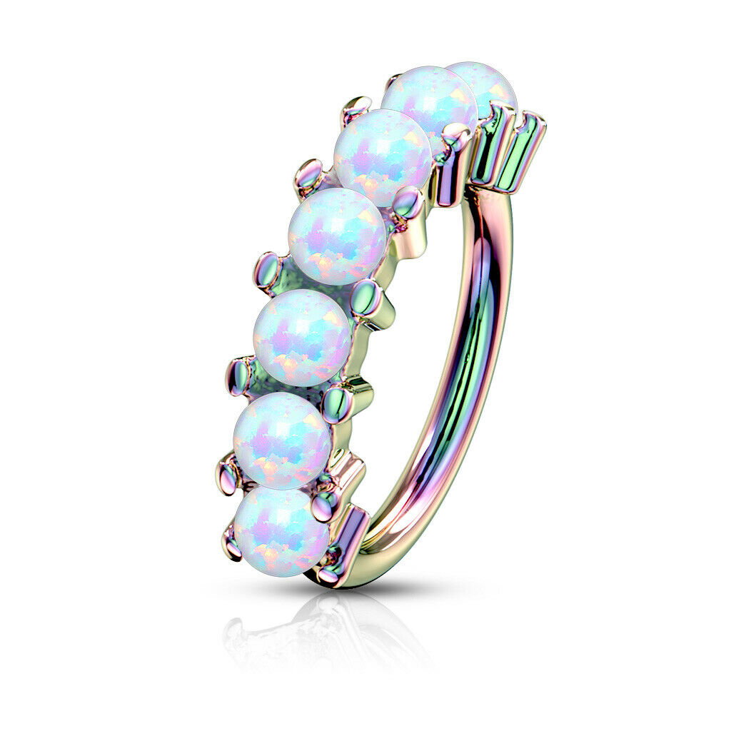 1pc Bendable 7 Opal Hoop Ring Nose Eyebrow Cartilage Rook Daith Helix Tragus
