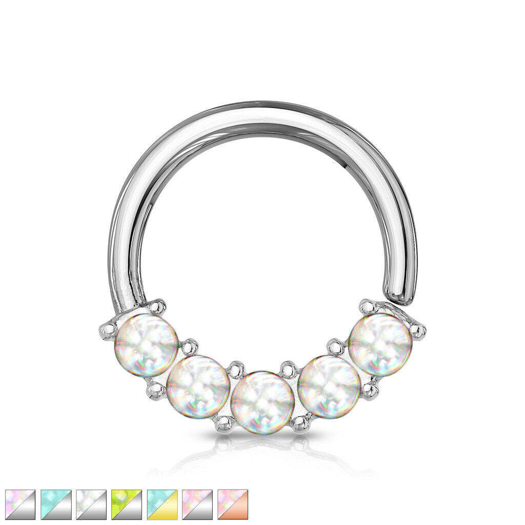 1pc Bendable 5 Illuminating Stone Hoop Septum Ring Cartilage Daith Helix Tragus