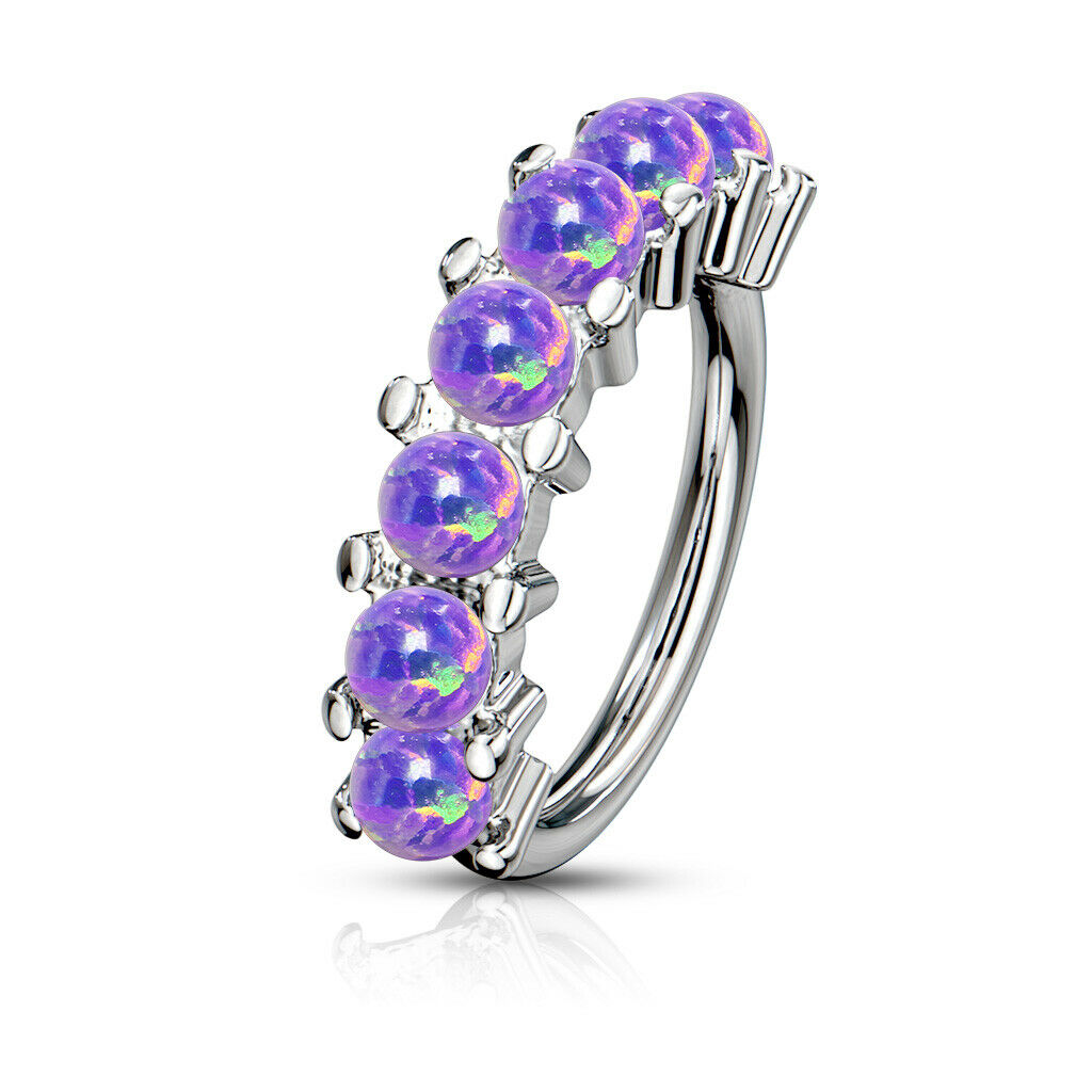 1pc Bendable 7 Opal Hoop Ring Nose Eyebrow Cartilage Rook Daith Helix Tragus