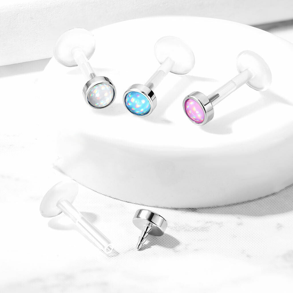 1pc Bioflex Illuminating Stone Labret Monroe Tragus Ear Cartilage Stud Bio Flex