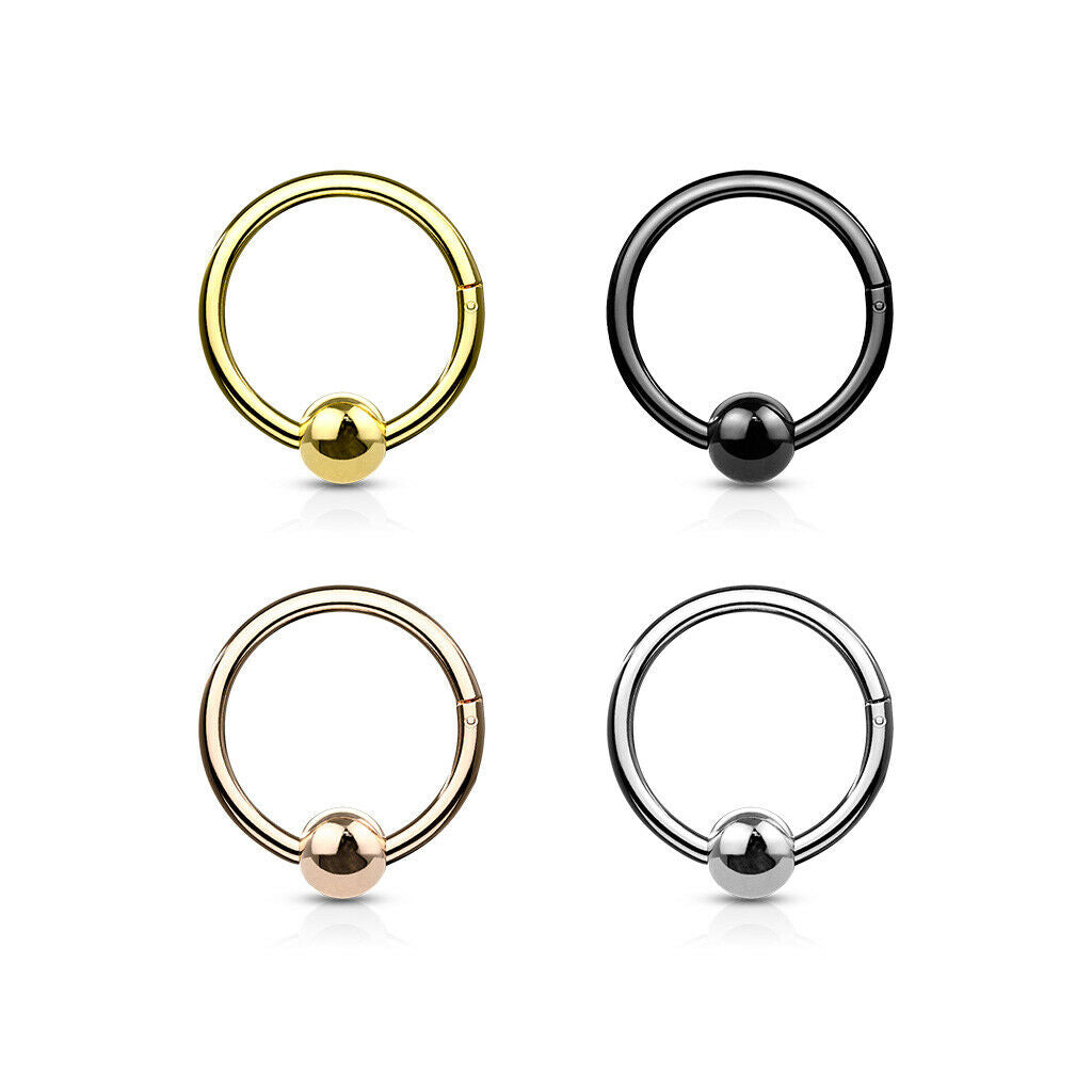 1pc Hinged Segment Captive Bead Ring Septum Clicker Helix Ear Cartilage Piercing