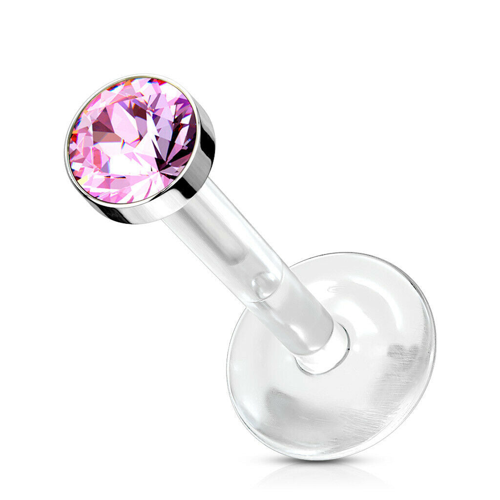 1pc Bioflex Crystal Gem Labret Monroe Tragus Ear Cartilage Stud Bio Flex