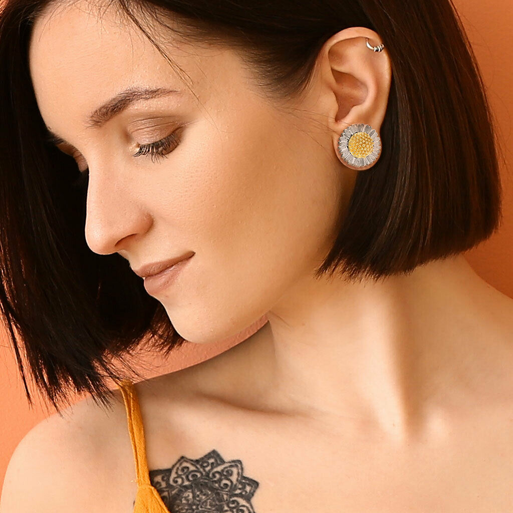 PAIR Daisy Flower Steel Screw Fit Tunnels Plugs Gauges Earlets Body Jewelry