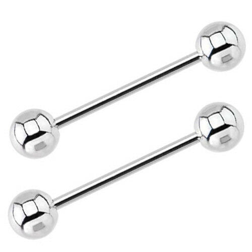 PAIR Nipple Barbells Tongue Rings 14g 316L Surgical Steel - choose your length