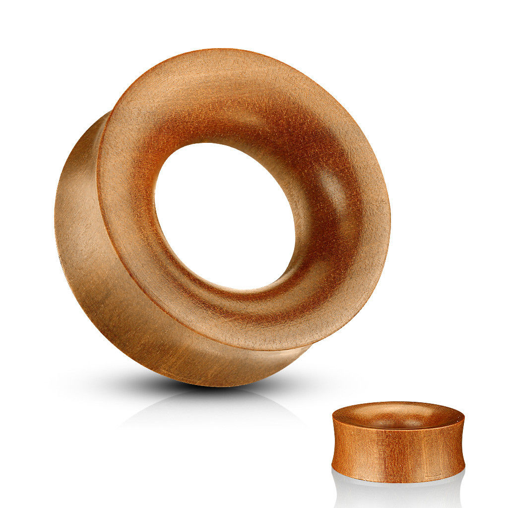 PAIR Concave Organic Red Saba Wood Double Flare Tunnels