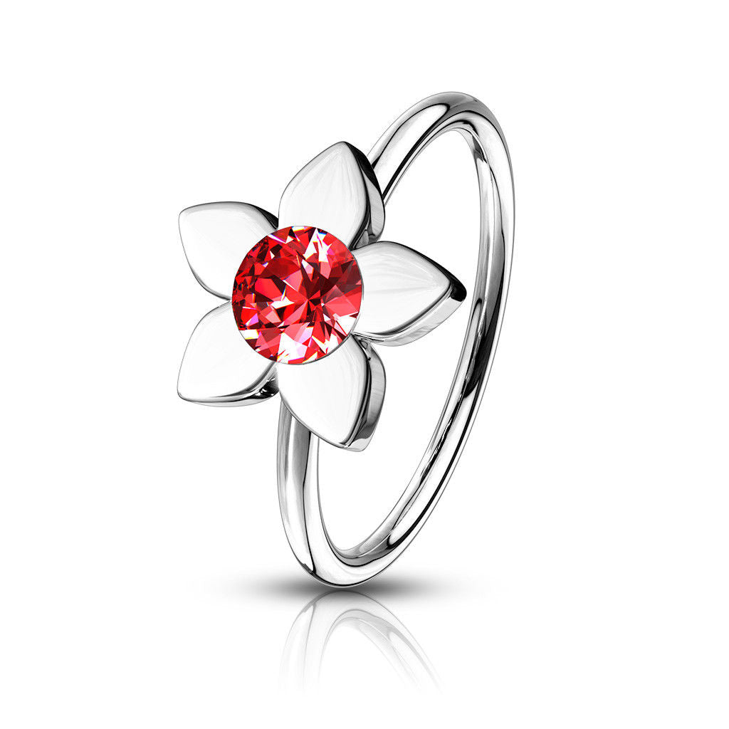 1pc Bendable Crystal Gem Flower Nose Hoop / Cartilage Ring