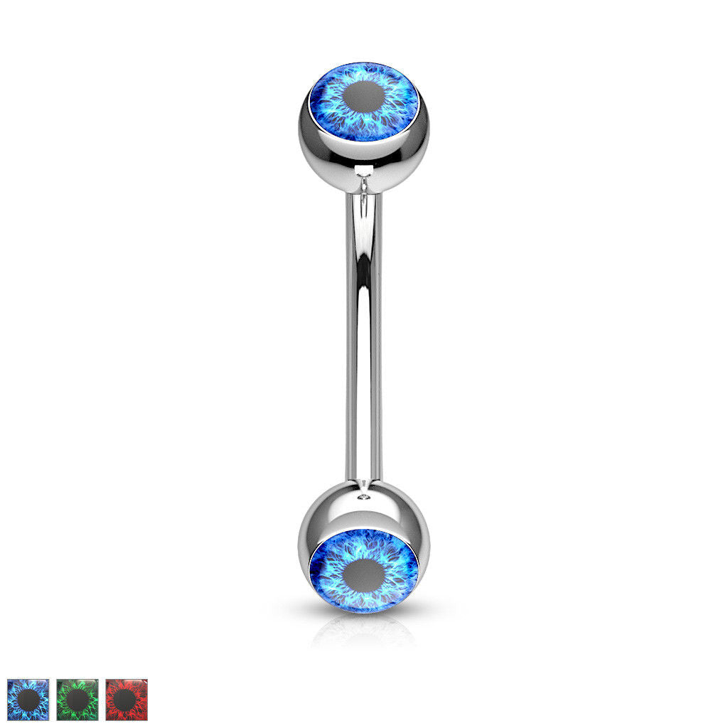 1pc Eyeball 316L Surgical Steel Eyebrow Ring Curved Barbell Eye Ball 16g 5/16"