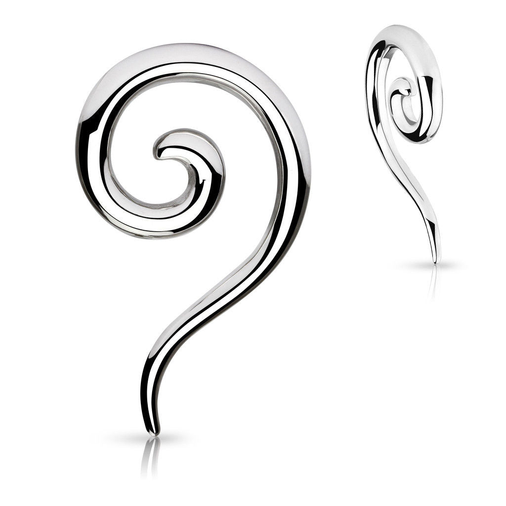 PAIR 316L Surgical Steel Spiral Hanging Tapers
