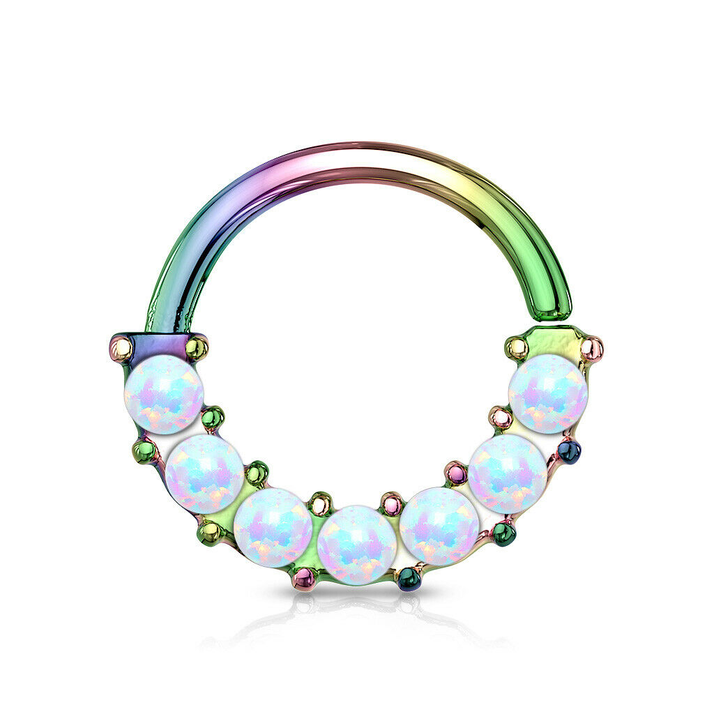 1pc Bendable 7 Opals Front Facing Hoop Septum Ring Cartilage Daith Helix Tragus