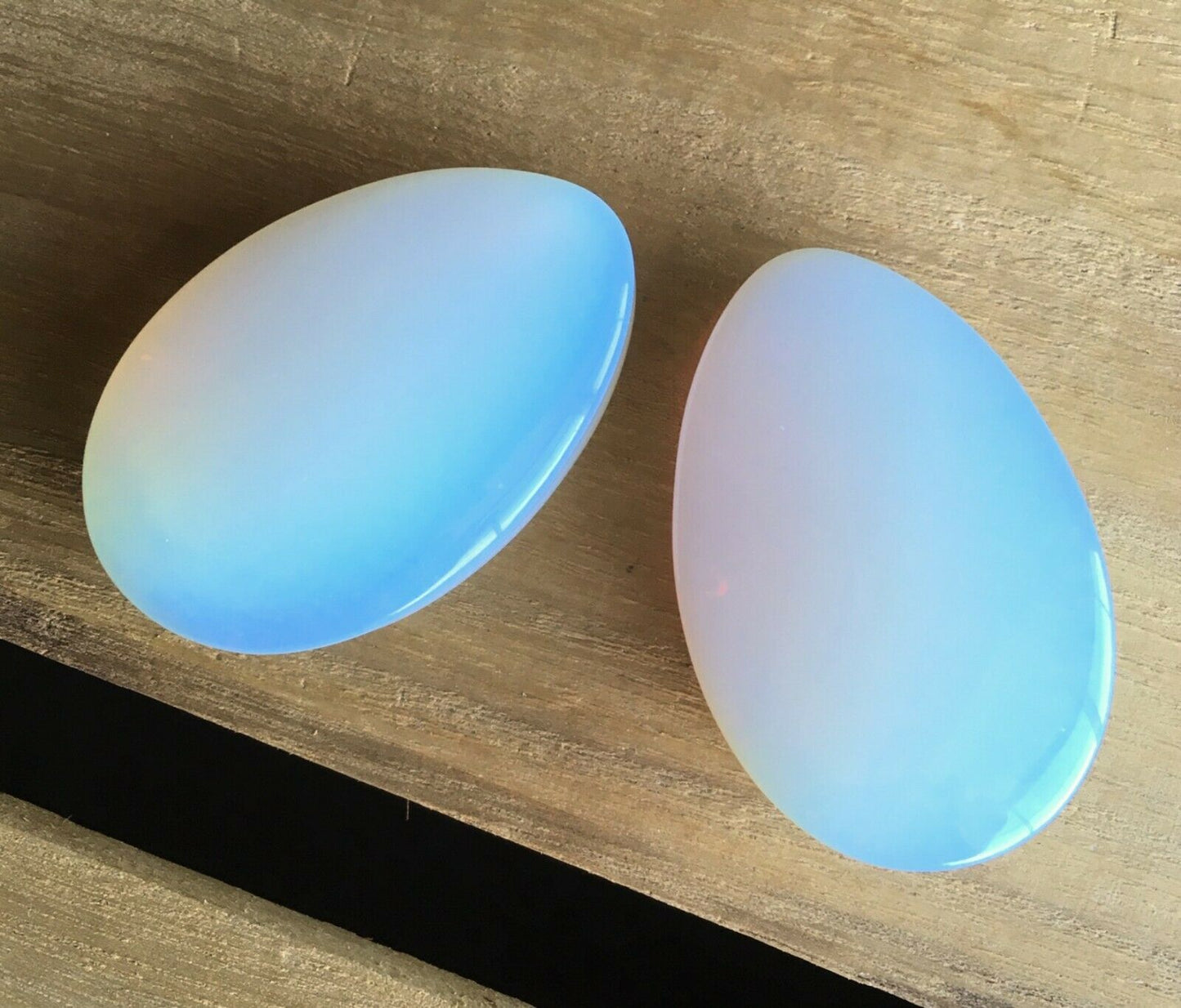 PAIR Teardrop Opalite Stone Plugs Opalescent Tear Drop Ear Piercing Gauge