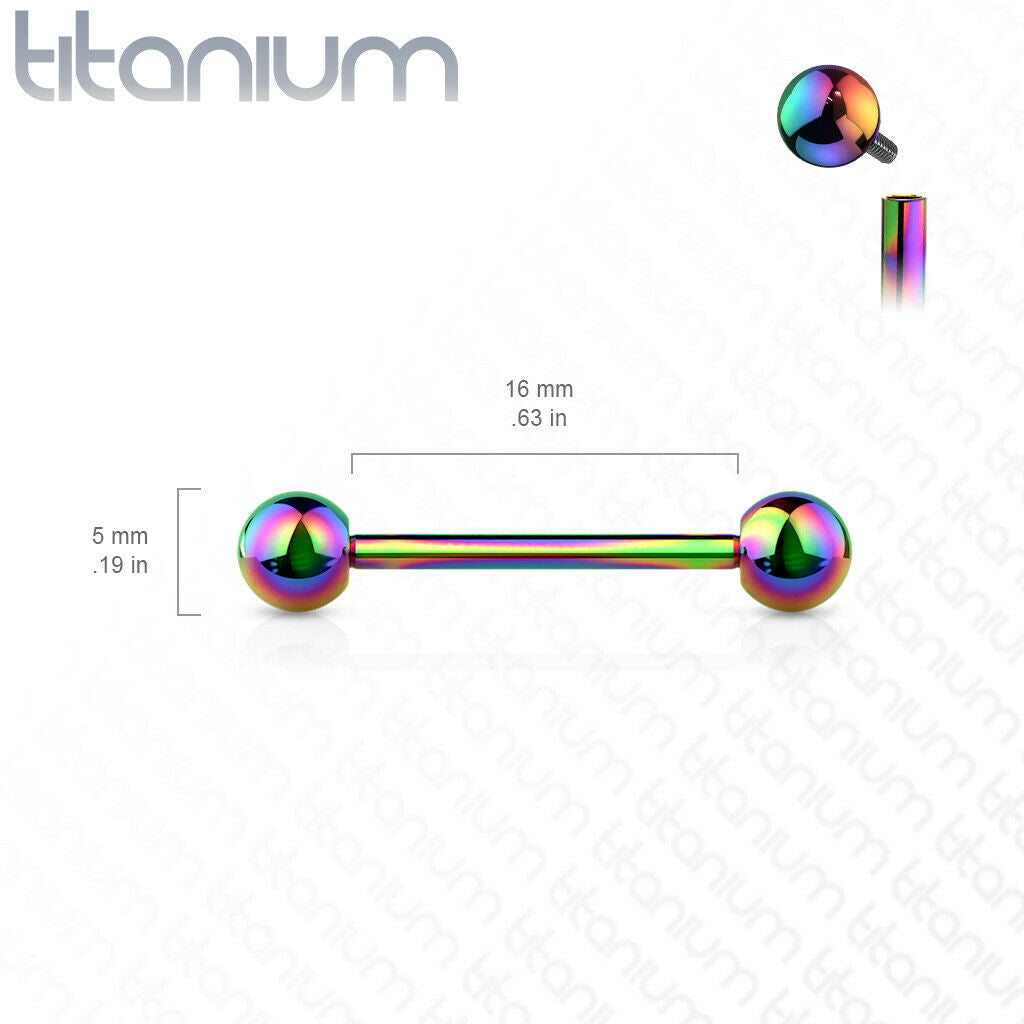 1pc Implant Grade Titanium Barbell Tongue Nipple Ring Internally Threaded