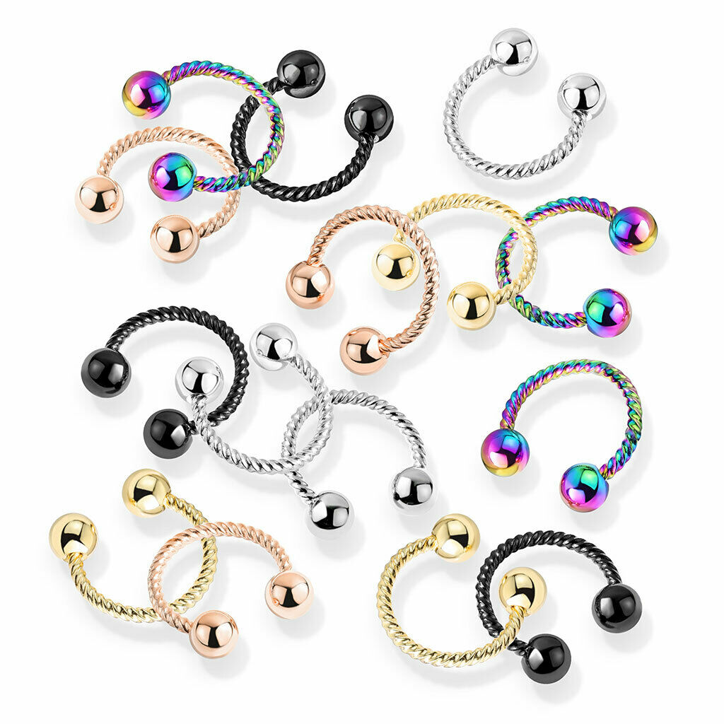 1pc Twisted Rope Style Circular Barbell Horseshoe Septum, Eyebrow, Nipple Ring