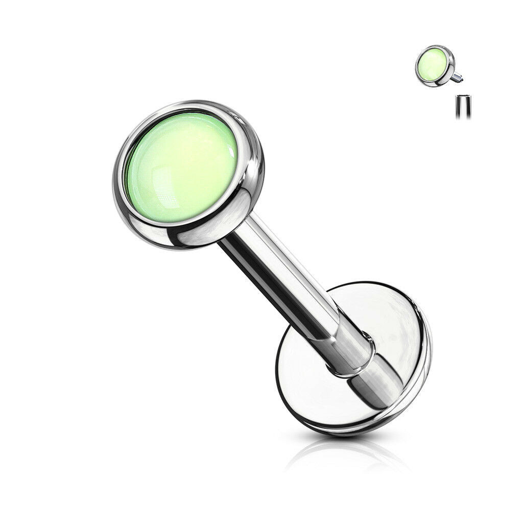 1pc Illuminating Stone Labret Stud Helix Tragus Cartilage Internally Threaded