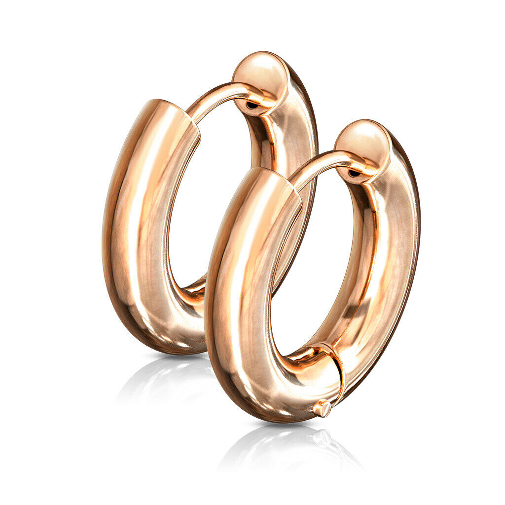 PAIR Stainless Steel Chunky Hoop Huggie Earrings 5mm Wide 20g Men or Women