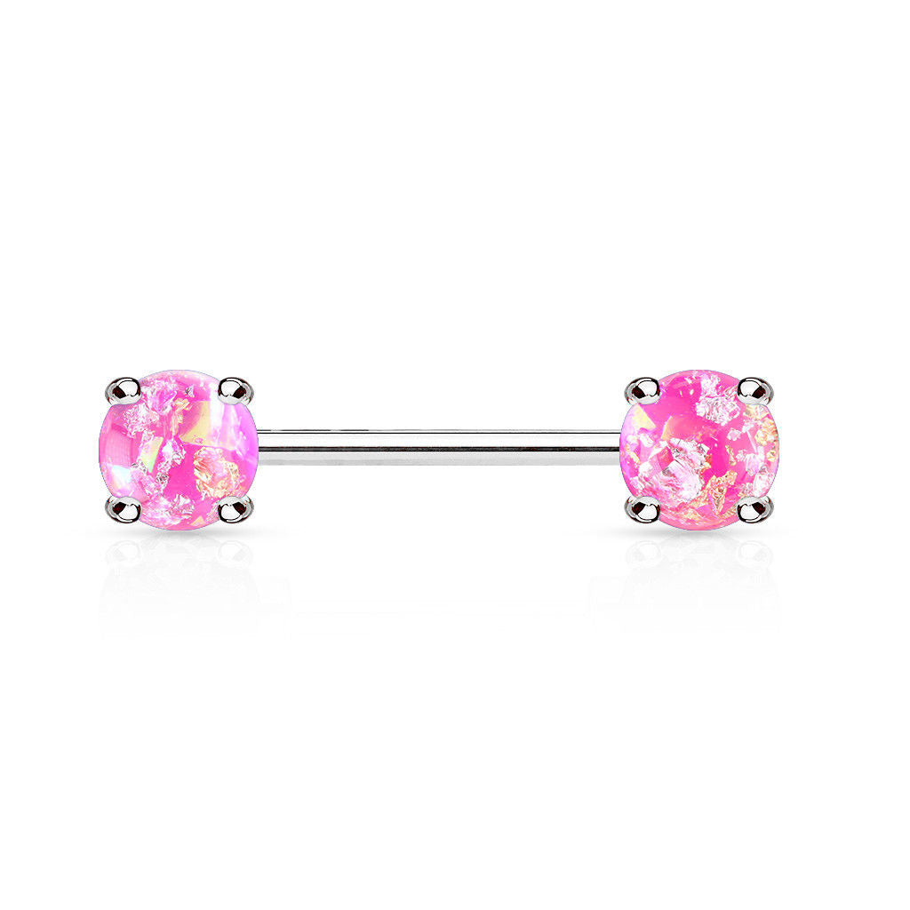 PAIR Lava Glitter Nipple Rings Shields 316L Surgical Steel Barbells Body Jewelry