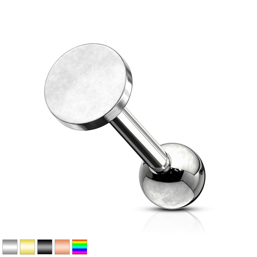 1pc Flat Circle Top Helix Tragus Cartilage Bar Stud Earring 316L Surgical Steel