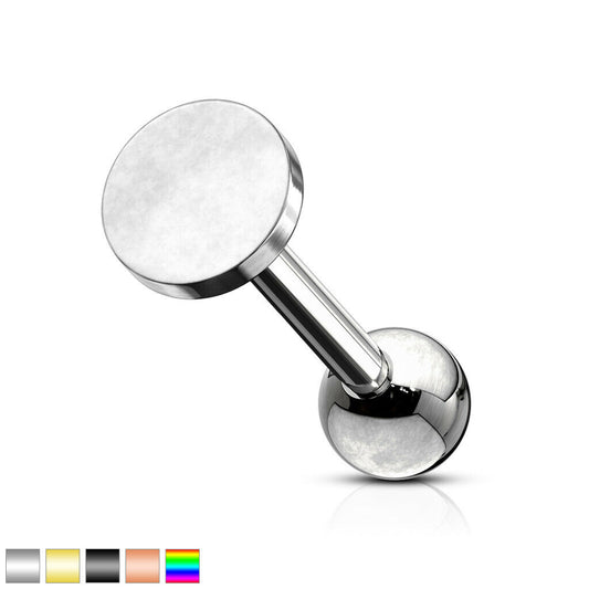 1pc Flat Circle Top Helix Tragus Cartilage Bar Stud Earring 316L Surgical Steel