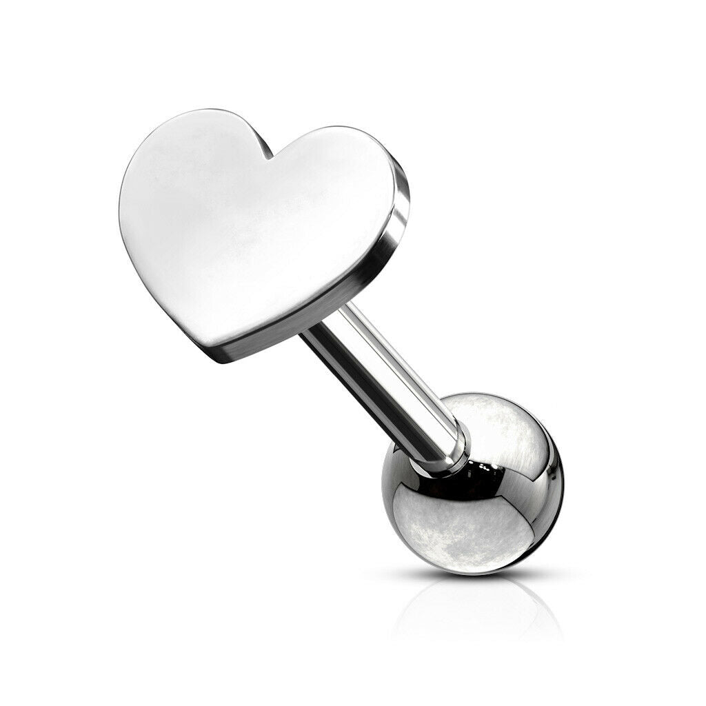 1pc Flat Heart Top Helix Tragus Cartilage Bar Stud Earring 316L Surgical Steel
