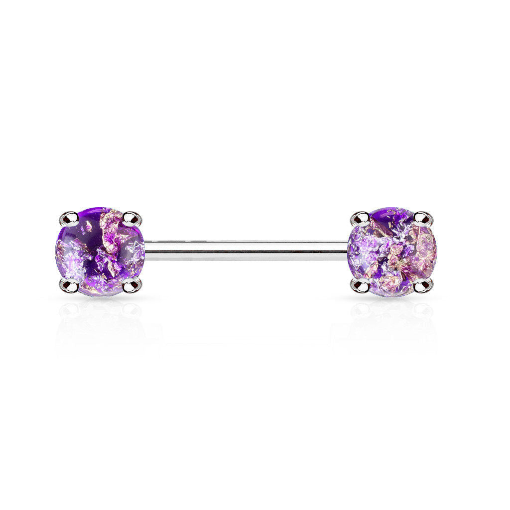 PAIR Lava Glitter Nipple Rings Shields 316L Surgical Steel Barbells Body Jewelry