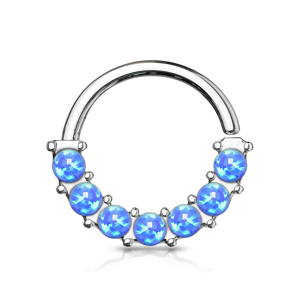 1pc Bendable 7 Opals Front Facing Hoop Septum Ring Cartilage Daith Helix Tragus