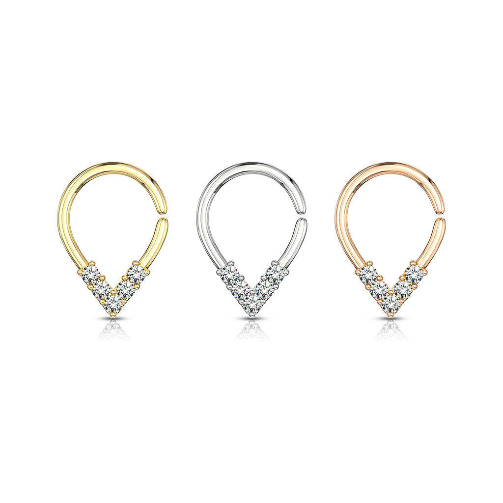 1pc Pear Shaped Bendable Hoop CZ Gem Ring Septum Daith Rook Tragus Ear Cartilage