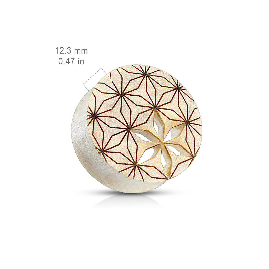 PAIR Flower of Life Cut Out Blonde Crocodile Wood Saddle Plugs