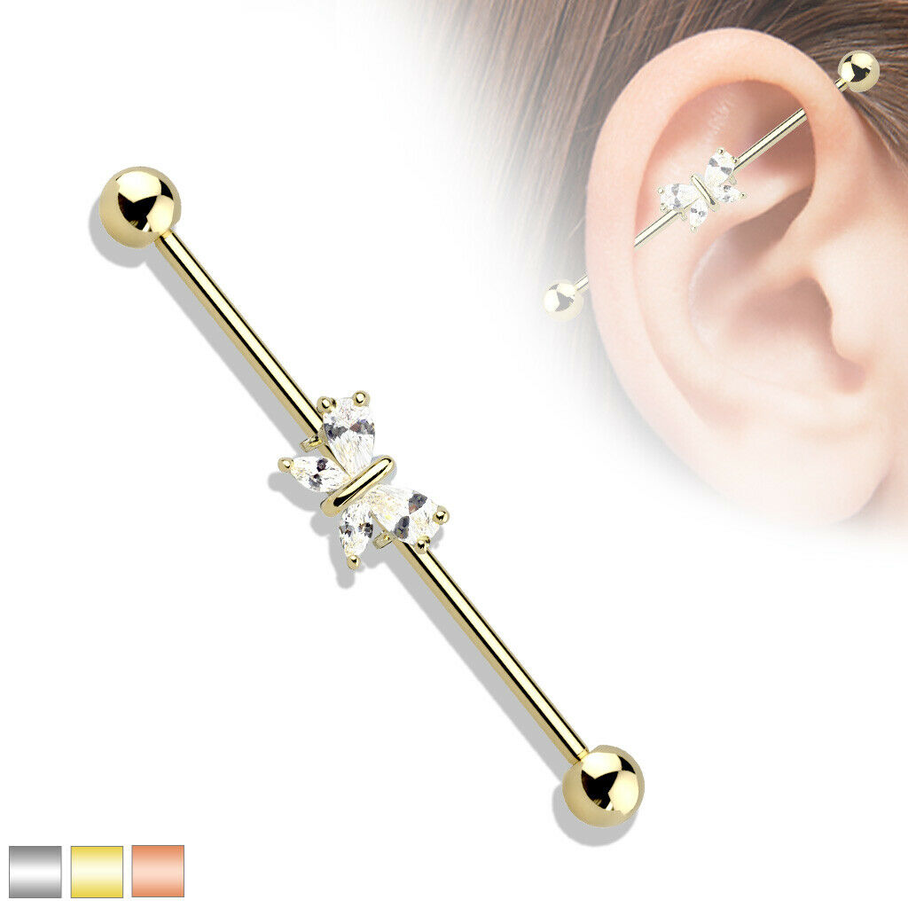 14g Stainless Steel Industrial Barbell - 1.5 Inch (38mm) Bar With 5mm Balls