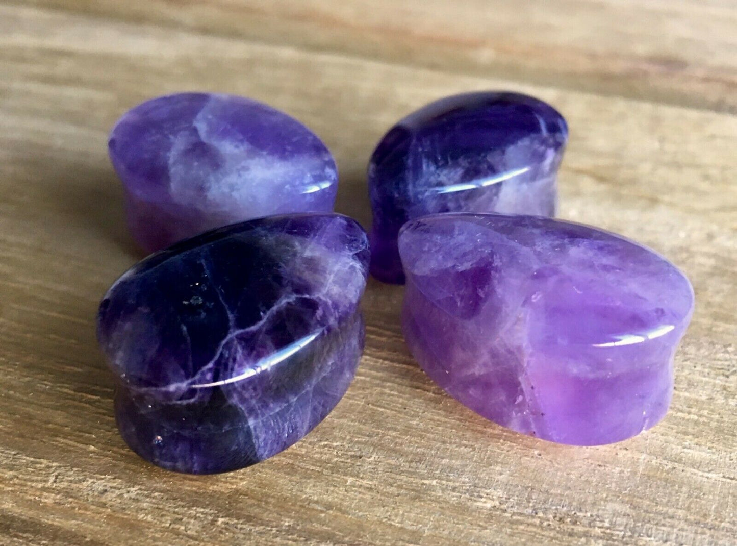 PAIR Teardrop Amethyst Stone Plugs Amythest Tear Drop Organic Ear Piercing Gauge