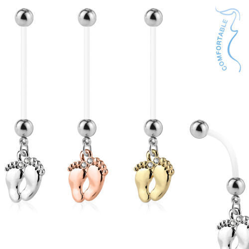 1pc Bio Flex Pregnancy Baby Feet Belly Ring Maternity Navel