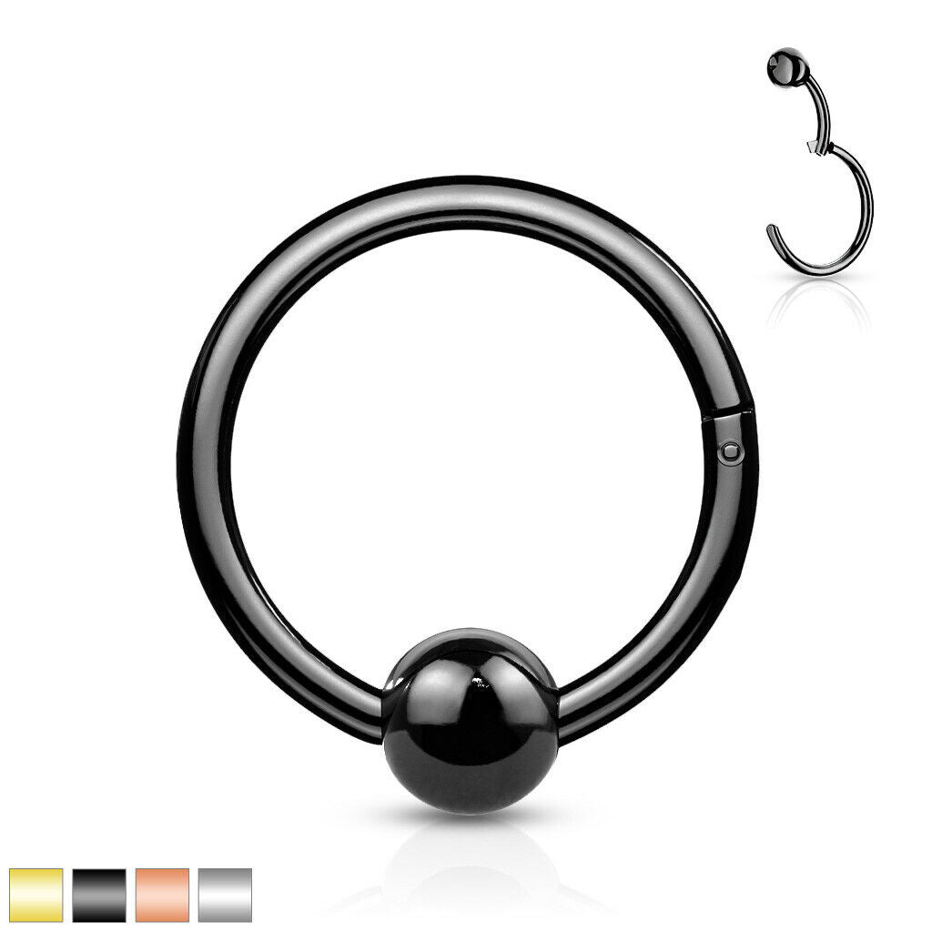 1pc Hinged Segment Captive Bead Ring Septum Clicker Helix Ear Cartilage Piercing
