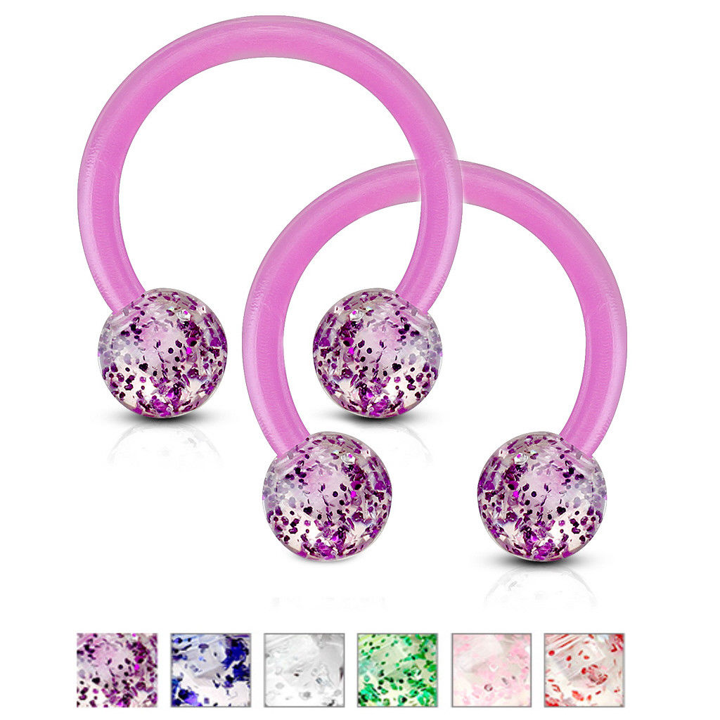 PAIR Ultra Glitter Flexible Circular Barbells Septum Eyebrow Nipple Tragus Ring