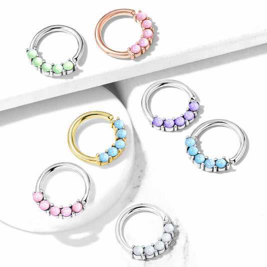 1pc Bendable 5 Illuminating Stone Hoop Septum Ring Cartilage Daith Helix Tragus