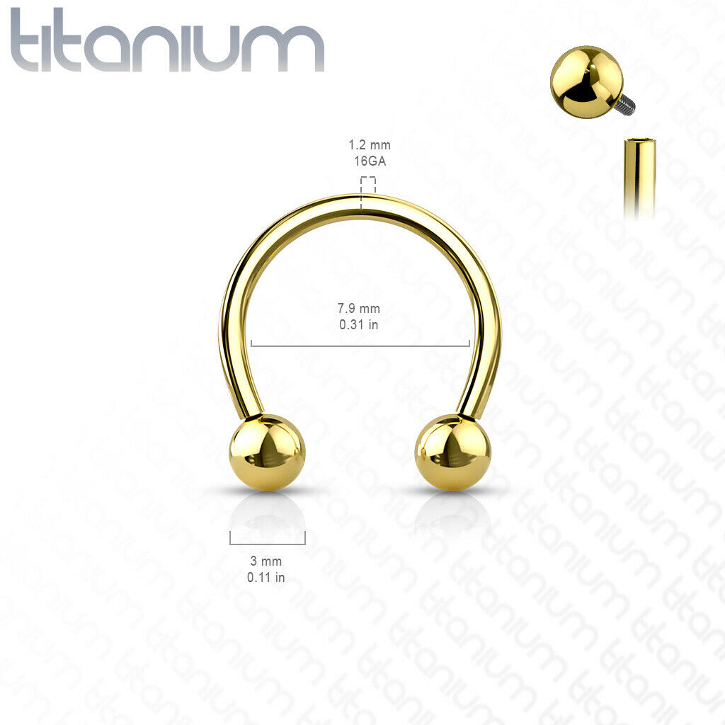 1pc Implant Grade Titanium Horseshoe Circular Barbell Septum Helix Ear Cartilage Eyebrow Ring