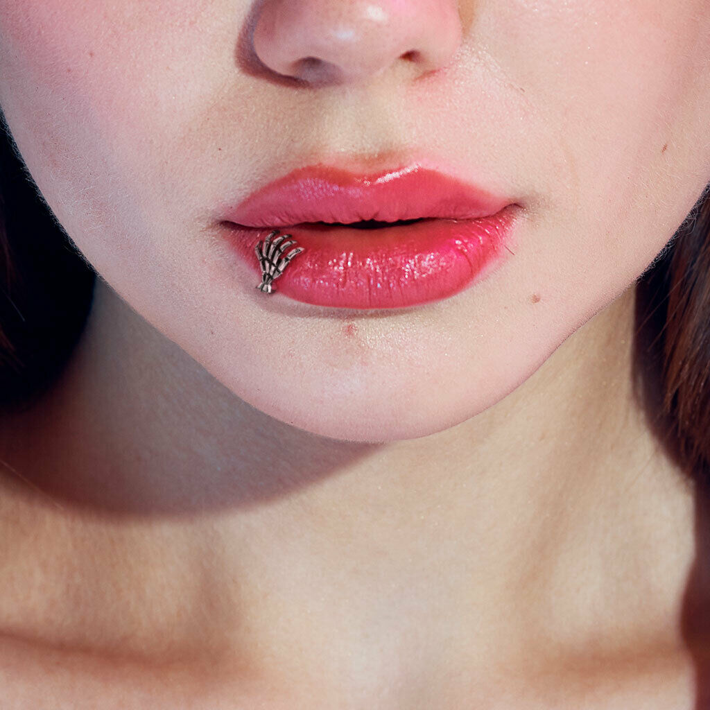 1pc Skull Hand Top 16g Labret Stud Lip or Ear Cartilage Ring