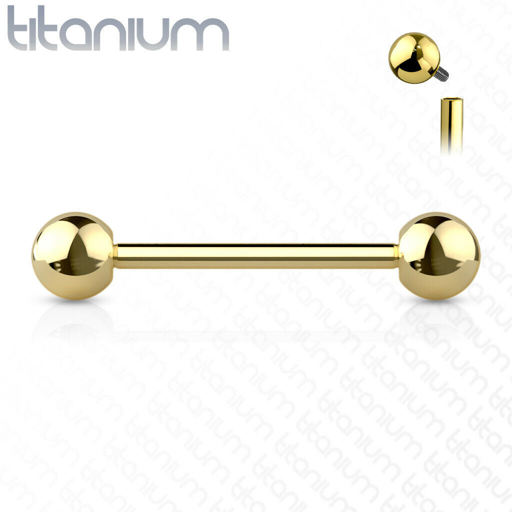 1pc Implant Grade Titanium Barbell Tongue Nipple Ring Internally Threaded