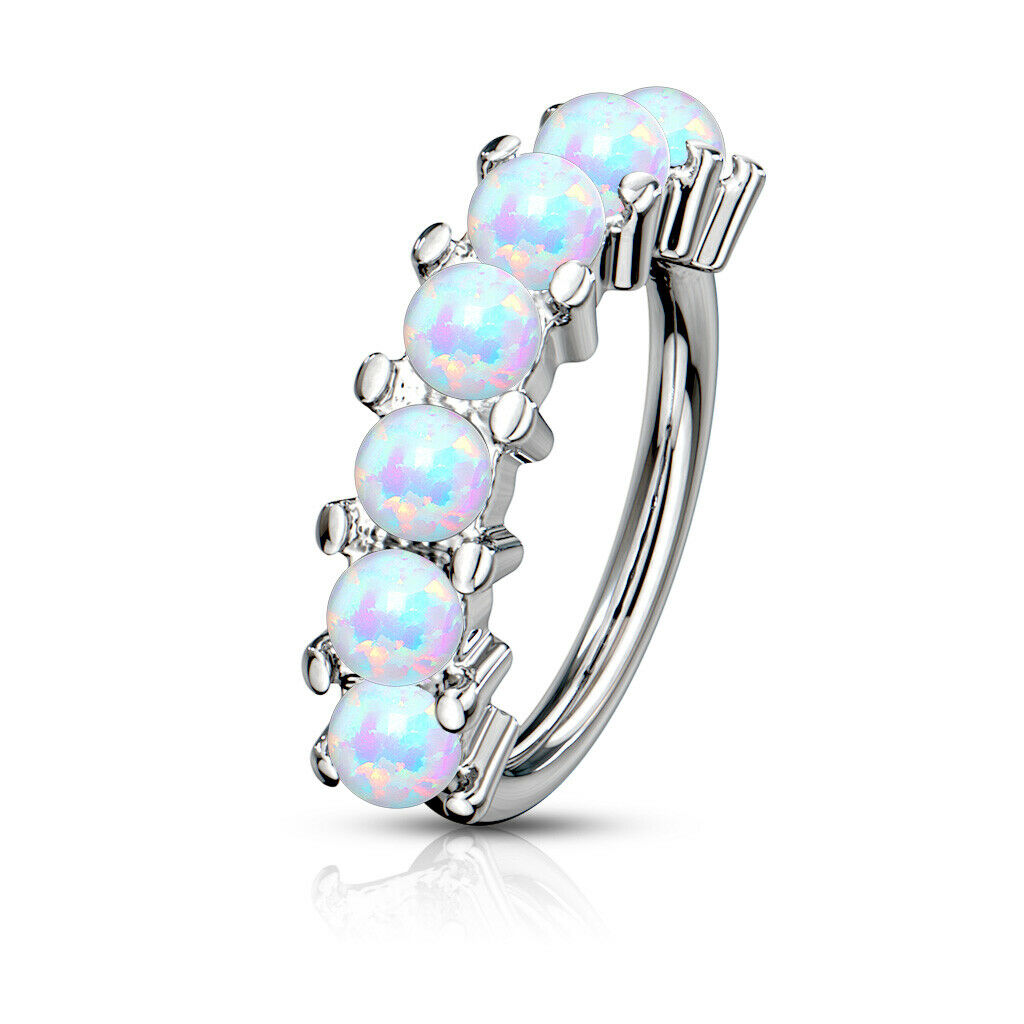 1pc Bendable 7 Opal Hoop Ring Nose Eyebrow Cartilage Rook Daith Helix Tragus