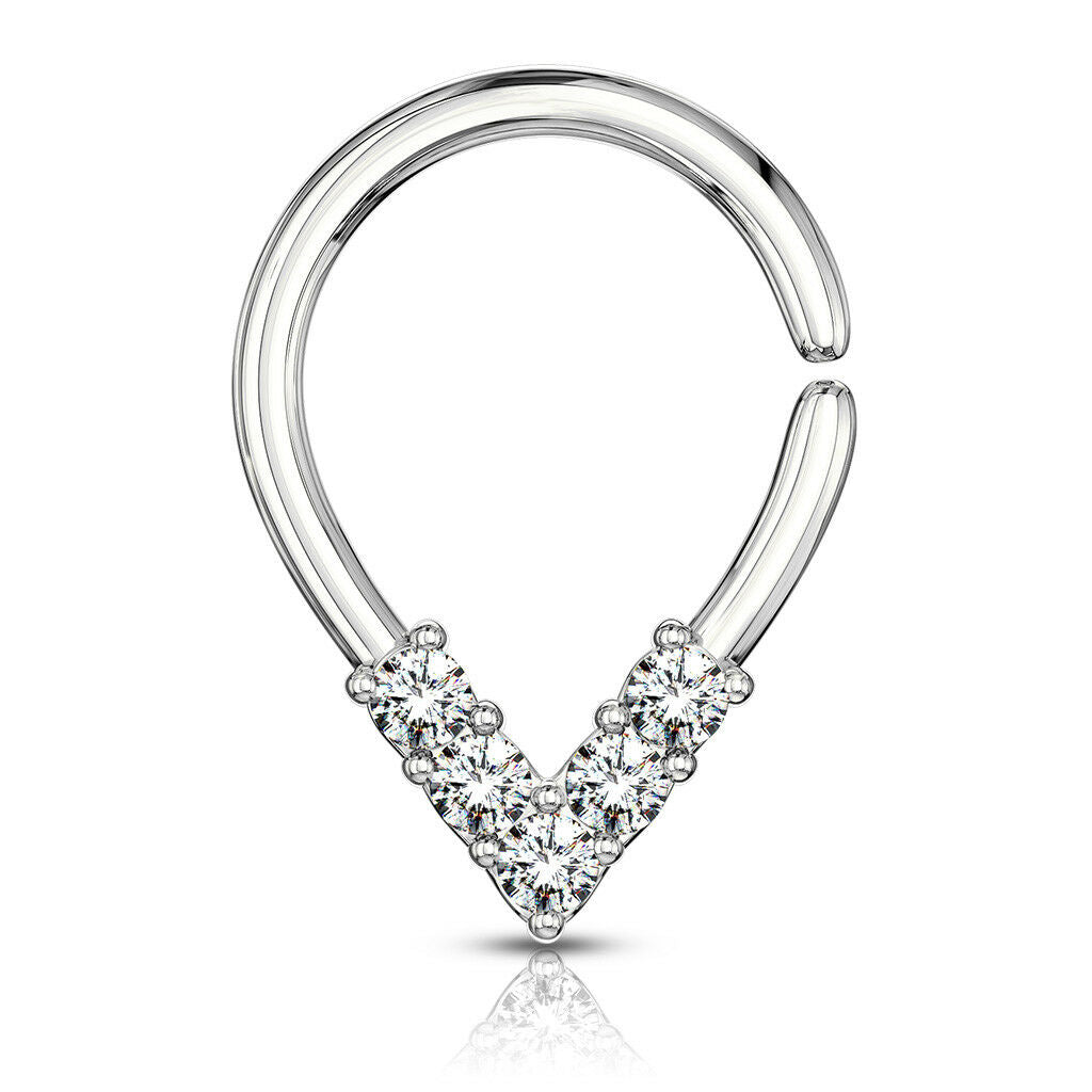 1pc Pear Shaped Bendable Hoop CZ Gem Ring Septum Daith Rook Tragus Ear Cartilage