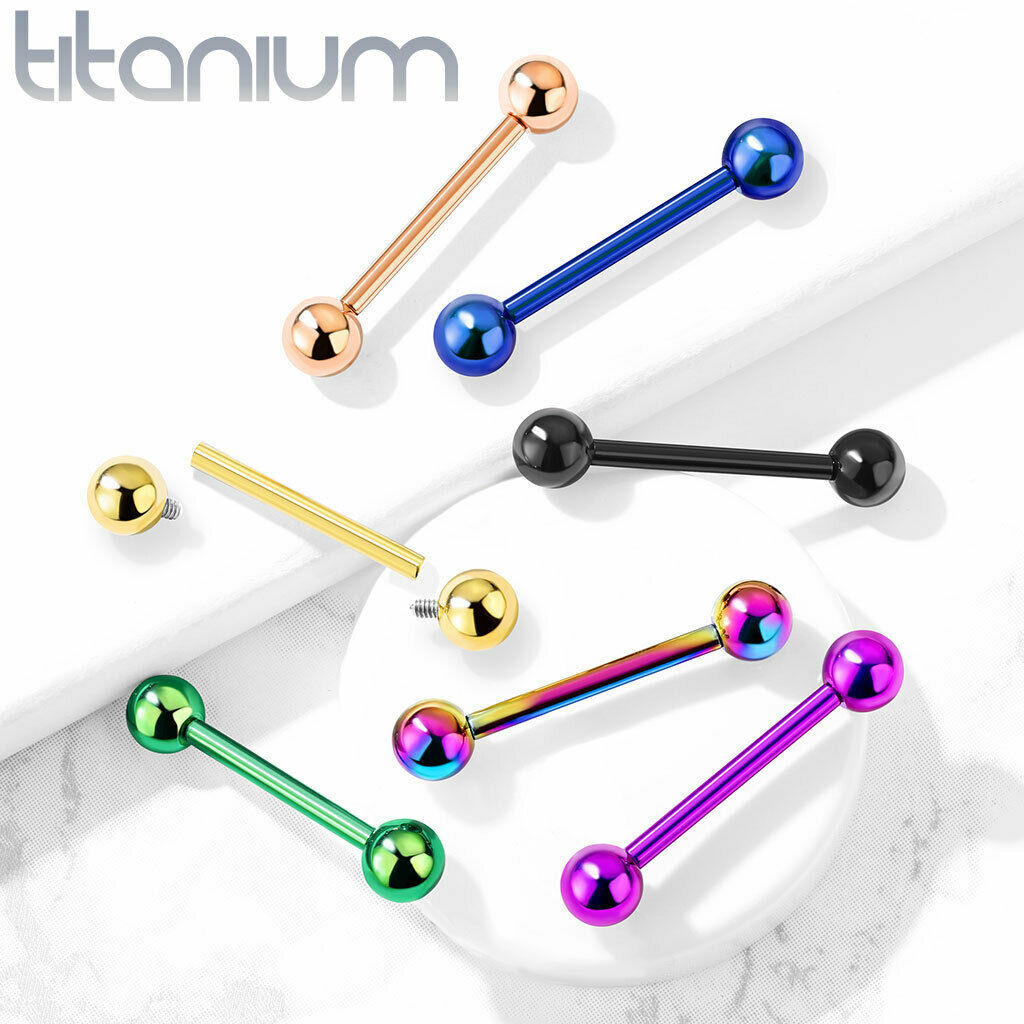 1pc Implant Grade Titanium Barbell Tongue Nipple Ring Internally Threaded