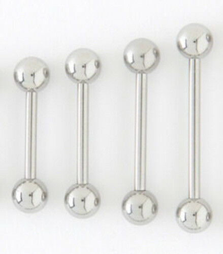 PAIR Nipple Barbells Tongue Rings 14g 316L Surgical Steel - choose your length