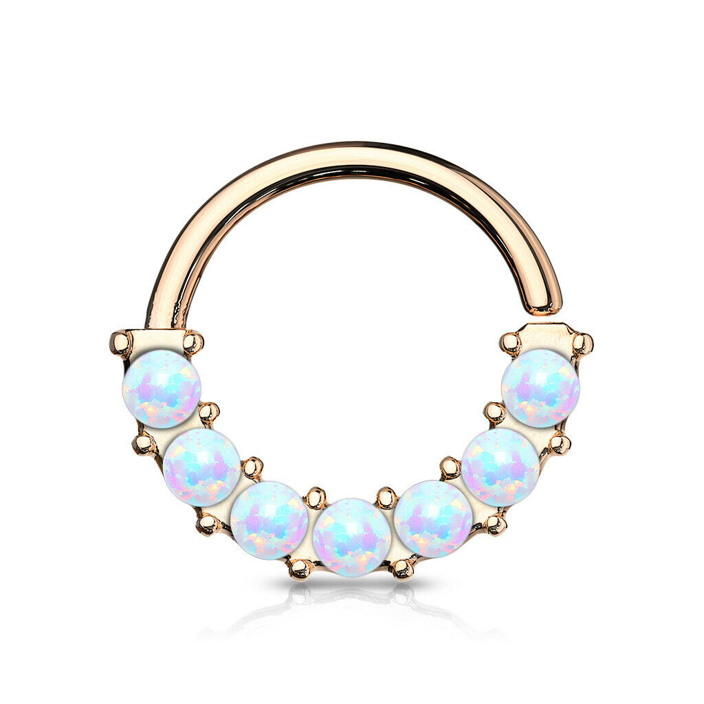 1pc Bendable 7 Opals Front Facing Hoop Septum Ring Cartilage Daith Helix Tragus