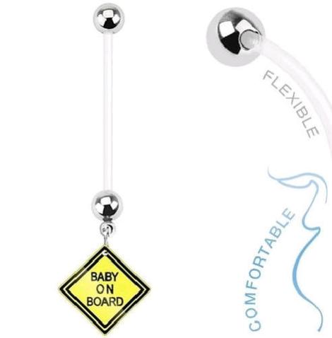 1pc Bio Flex Baby on Board Pregnancy Belly Ring Navel Naval Maternity 14g