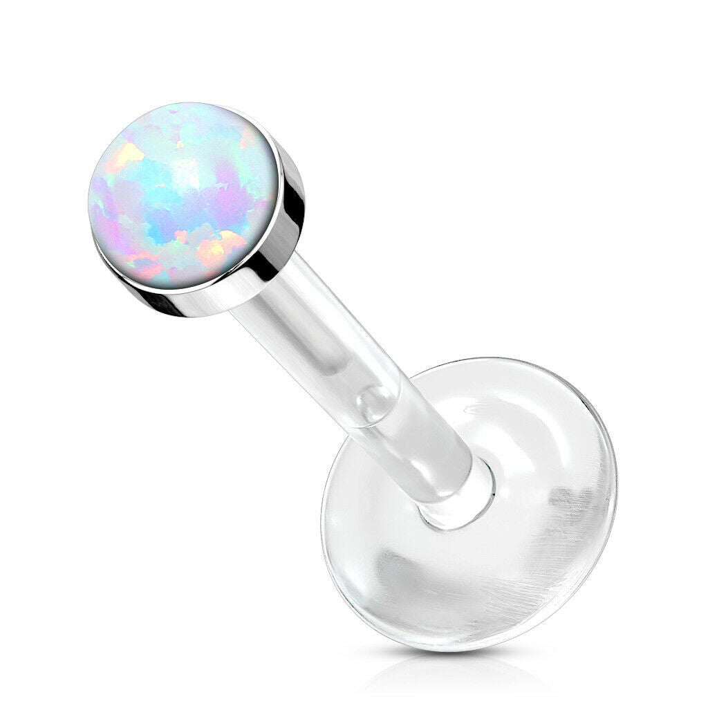 1pc Bioflex Opal Stone Labret Monroe Tragus Push-in Ear Cartilage Stud Bio Flex