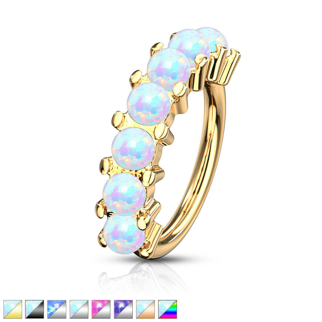 1pc Bendable 7 Opal Hoop Ring Nose Eyebrow Cartilage Rook Daith Helix Tragus