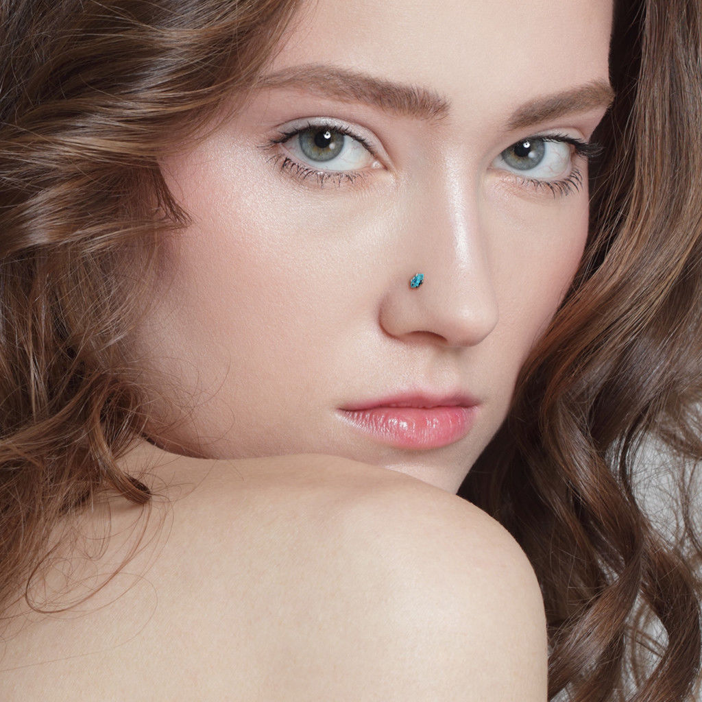 1pc Marquise CZ Gem L-Bend 20g Nose Ring