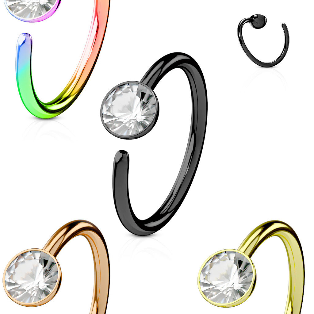 1pc Bendable Gem Nose Hoop / Cartilage Ring Annealed Plated 316L Surgical Steel