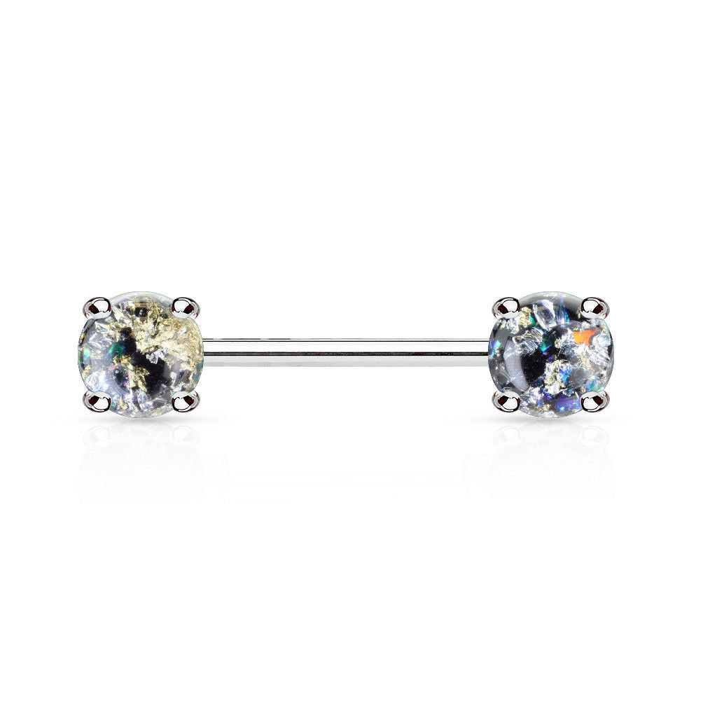 PAIR Lava Glitter Nipple Rings Shields 316L Surgical Steel Barbells Body Jewelry