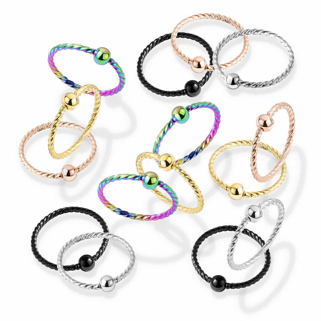 1pc Twisted Rope Fixed Ball Captive Bead Ring / Nose Hoop Cartilage Rook Helix