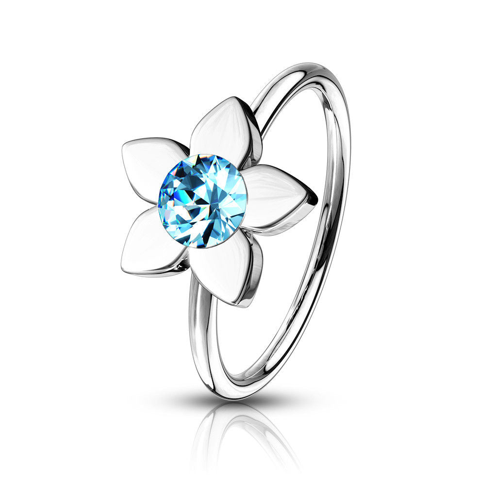 1pc Bendable Crystal Gem Flower Nose Hoop / Cartilage Ring