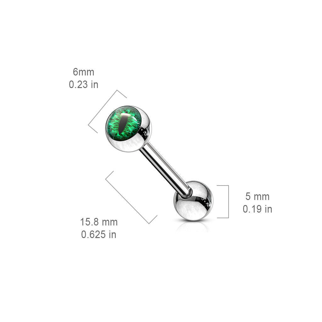 1pc Snake Eye 316L Surgical Steel Barbell Tongue Ring